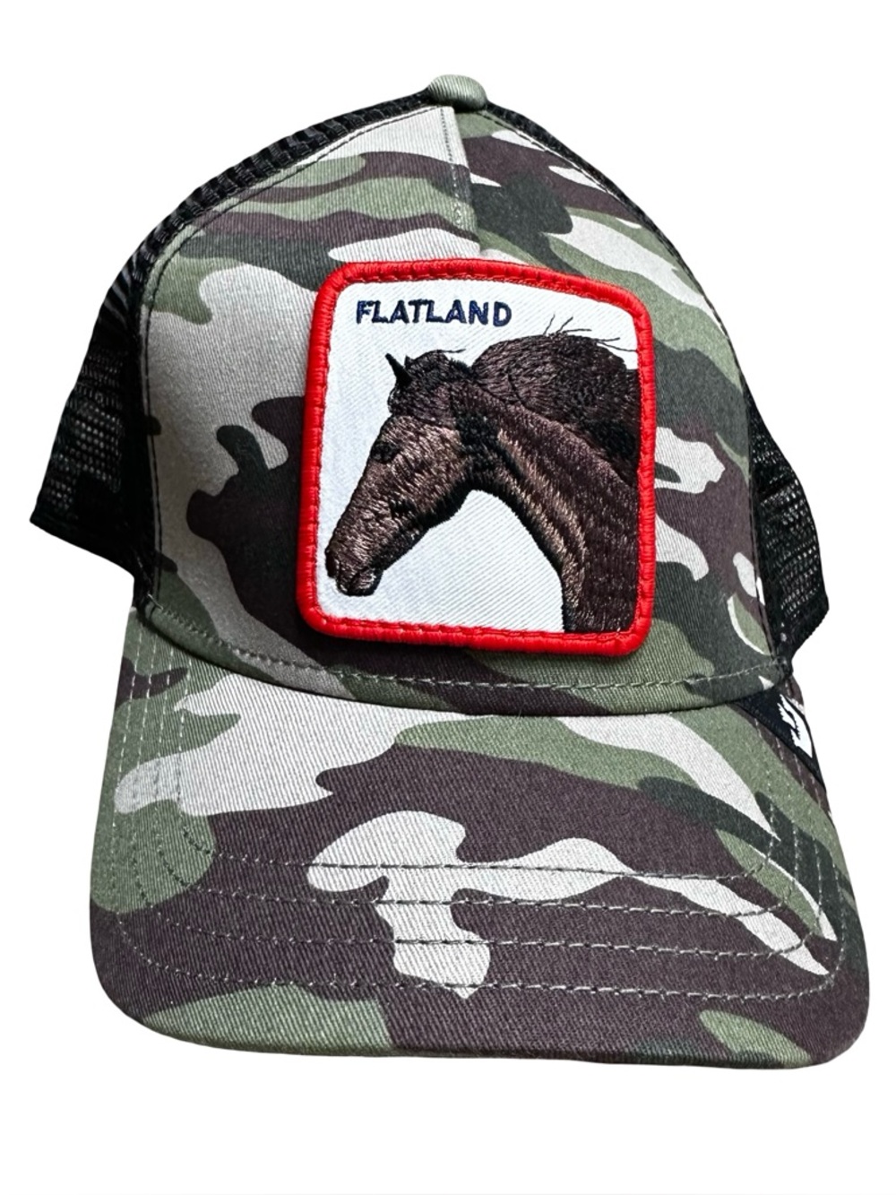 Goorin Bros. x Flatland Cavalry Camo Cavalry trucker hat horse patch SnapBack